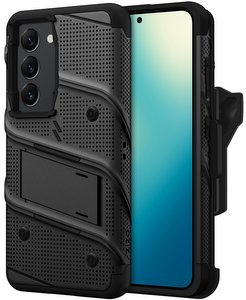 Galaxy S25 Zizo Military Grade Bolt Case, Kick Stand, Belt Clip & Screen Protector (Black)
