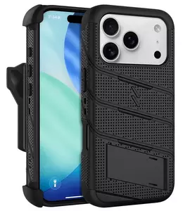 iPhone 18ProMax Zizo Military Grade Bolt Case, Kick Stand, Belt Clip & Screen Protector (Black)