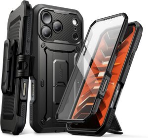 iPhone 18Pro SupCase Military-Grade Protection, Built-in Kickstand, Built-in Screen Protector & Belt Clip, Black